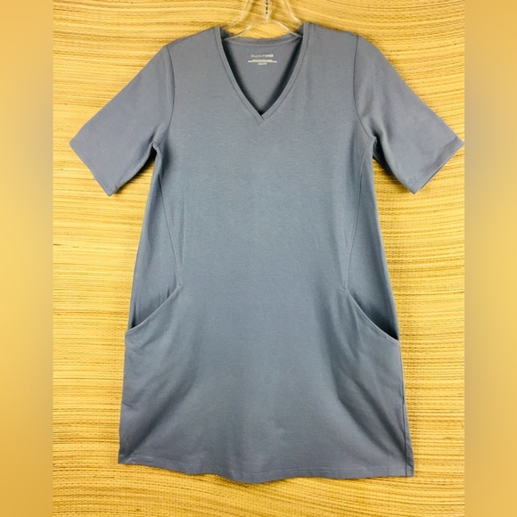 EILEEN FISHER Organic Cotton Stretch V-Neck Dress Size XXS - Picture 4 of 10